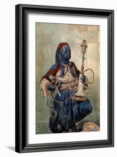 Portrait De Nubien a La Pipe a Eau  (Nubian with a Waterpipe) Aquarelle De Mihaly Zichy (1827-1906-Mihaly von Zichy-Framed Giclee Print