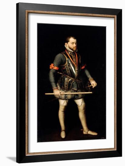 Portrait De Philippe II (1527-1598), Roi D'espagne  (Portrait of Philip II (1527-1598), King of Sp-Alonso Sanchez Coello-Framed Giclee Print