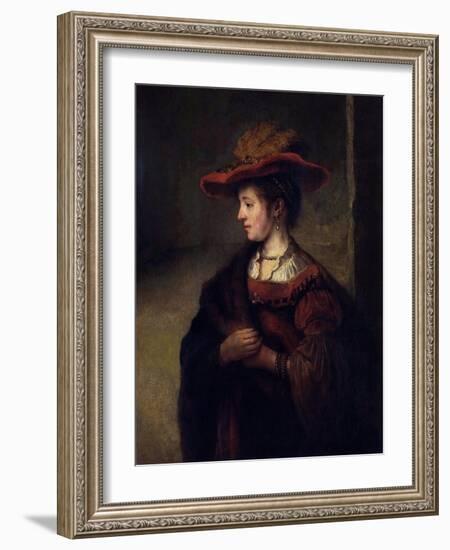 Portrait De Saskia Van Uylenburgh Epouse Du Peintre Hollandais Rembrandt' (Portrait of Saskia Van-Carel Fabritius-Framed Giclee Print