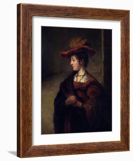 Portrait De Saskia Van Uylenburgh Epouse Du Peintre Hollandais Rembrandt' (Portrait of Saskia Van-Carel Fabritius-Framed Giclee Print