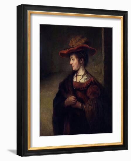 Portrait De Saskia Van Uylenburgh Epouse Du Peintre Hollandais Rembrandt' (Portrait of Saskia Van-Carel Fabritius-Framed Giclee Print