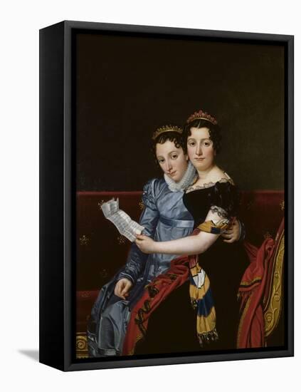 Portrait de Zénaïde et de Charlotte Bonaparte-Jacques-Louis David-Framed Premier Image Canvas