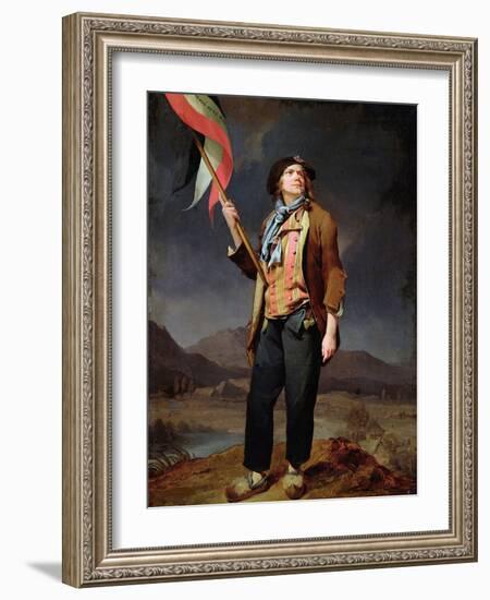 Portrait Du Chanteur Simon Chenard (1758-1832) En Costume De sans Culotte Portant Un Drapeau a La F-Louis Leopold Boilly-Framed Giclee Print