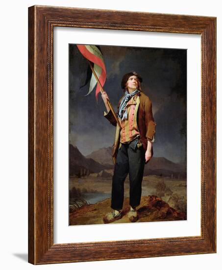 Portrait Du Chanteur Simon Chenard (1758-1832) En Costume De sans Culotte Portant Un Drapeau a La F-Louis Leopold Boilly-Framed Giclee Print