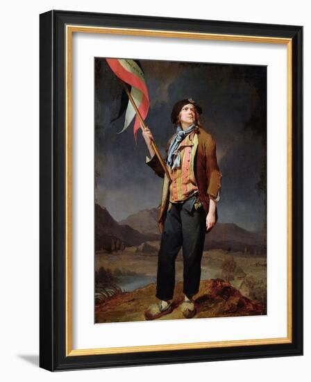 Portrait Du Chanteur Simon Chenard (1758-1832) En Costume De sans Culotte Portant Un Drapeau a La F-Louis Leopold Boilly-Framed Giclee Print