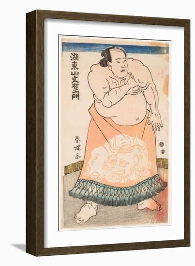 Portrait Du Lutteur De Sumo Kotozan Avec Un Tablier Rituel. Estampe De Shunsho, Katsukawa (1726-179-Katsukawa Shunsho-Framed Giclee Print