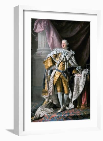 Portrait Du Roi George III (1738-1820) Roi D'angleterre En Tenue De Couronnement  Peinture D'allan-Allan Ramsay-Framed Giclee Print