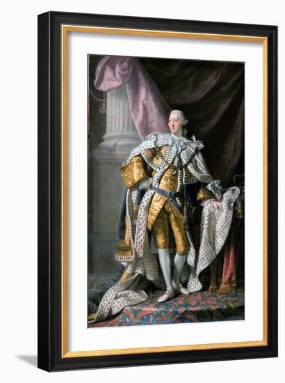 Portrait Du Roi George III (1738-1820) Roi D'angleterre En Tenue De Couronnement  Peinture D'allan-Allan Ramsay-Framed Giclee Print