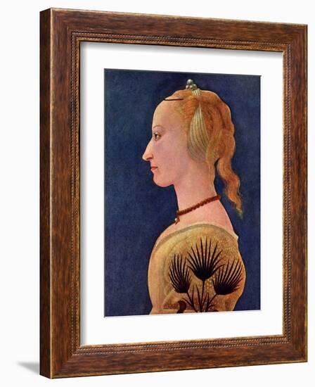 Portrait einer Dame in Gelb-Alesso Baldovinetti-Framed Art Print