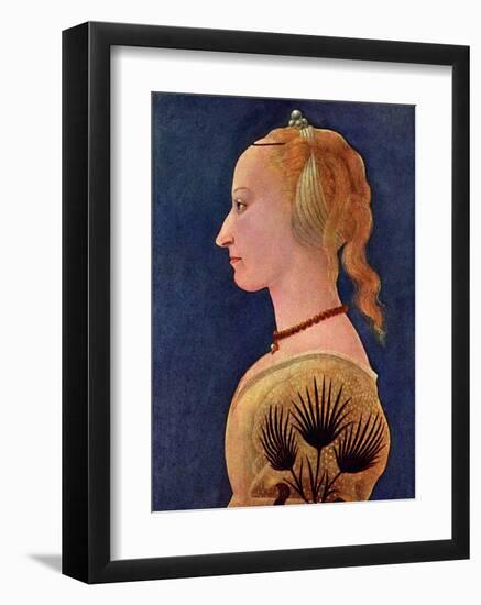 Portrait einer Dame in Gelb-Alesso Baldovinetti-Framed Art Print