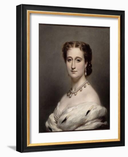 Portrait en buste de l'Impératrice Eugénie.-Franz Xaver Winterhalter-Framed Premium Giclee Print