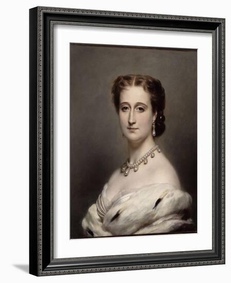 Portrait en buste de l'Impératrice Eugénie.-Franz Xaver Winterhalter-Framed Giclee Print