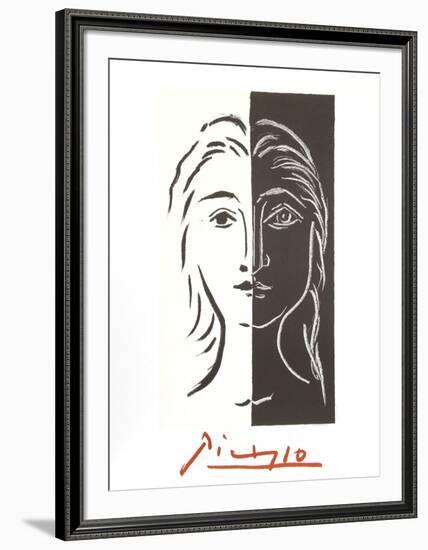 Portrait en Deux Parties Noire et Blanche-Pablo Picasso-Framed Collectable Print