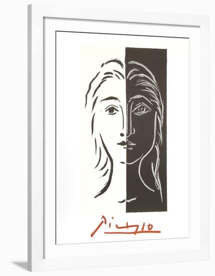 Portrait en Deux Parties Noire et Blanche-Pablo Picasso-Framed Collectable Print