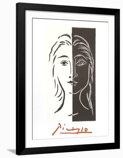 Portrait en Deux Parties Noire et Blanche-Pablo Picasso-Framed Collectable Print