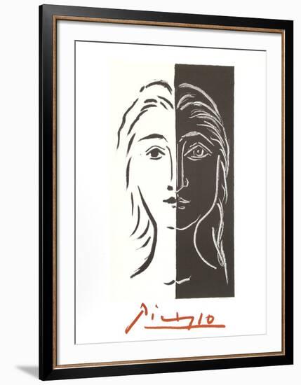 Portrait en Deux Parties Noire et Blanche-Pablo Picasso-Framed Collectable Print