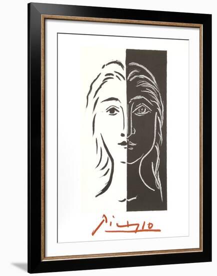 Portrait en Deux Parties Noire et Blanche-Pablo Picasso-Framed Collectable Print