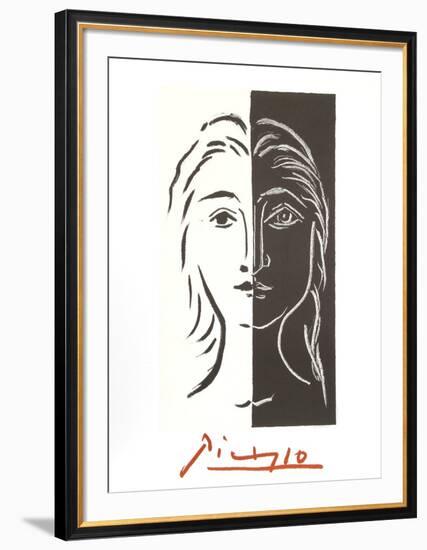 Portrait en Deux Parties Noire et Blanche-Pablo Picasso-Framed Collectable Print