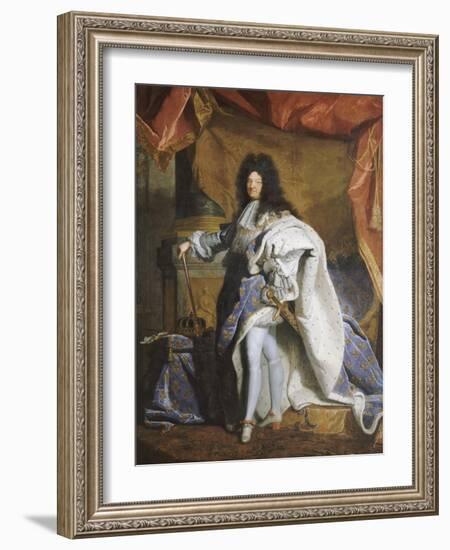 Portrait en pied de Louis XIV âgé de 63 ans en grand costume royal (1638-1715)-Hyacinthe Rigaud-Framed Giclee Print