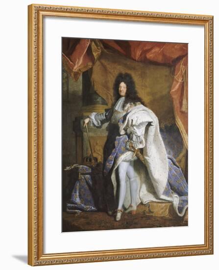 Portrait en pied de Louis XIV âgé de 63 ans en grand costume royal (1638-1715)-Hyacinthe Rigaud-Framed Giclee Print