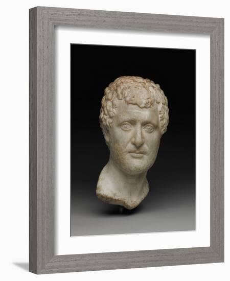 Portrait Head of a Man, C.A.D. 130-145 (Marble)-Roman-Framed Giclee Print