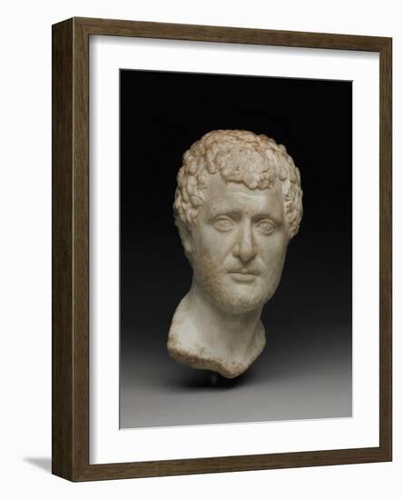 Portrait Head of a Man, C.A.D. 130-145 (Marble)-Roman-Framed Giclee Print