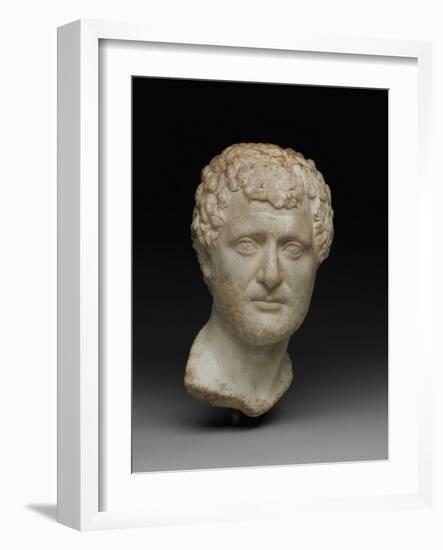 Portrait Head of a Man, C.A.D. 130-145 (Marble)-Roman-Framed Giclee Print