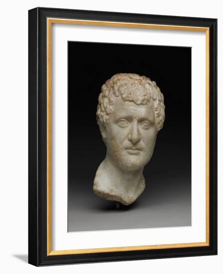 Portrait Head of a Man, C.A.D. 130-145 (Marble)-Roman-Framed Giclee Print