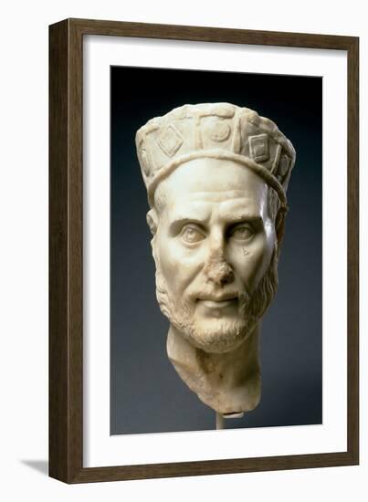 Portrait Head of a Priest or Magistrate, from Greece or Asia Mino, Late 3Rd Century (Marble)-Roman-Framed Giclee Print