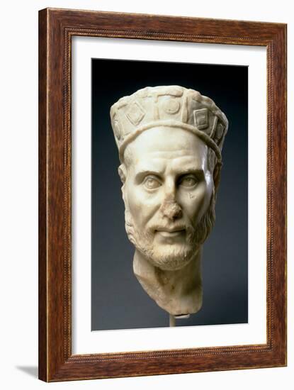 Portrait Head of a Priest or Magistrate, from Greece or Asia Mino, Late 3Rd Century (Marble)-Roman-Framed Giclee Print