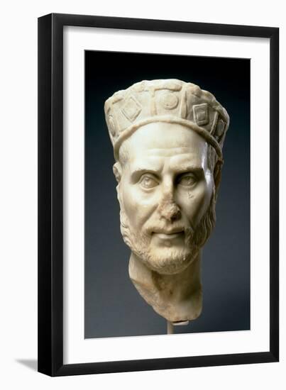 Portrait Head of a Priest or Magistrate, from Greece or Asia Mino, Late 3Rd Century (Marble)-Roman-Framed Giclee Print