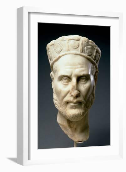 Portrait Head of a Priest or Magistrate, from Greece or Asia Mino, Late 3Rd Century (Marble)-Roman-Framed Giclee Print