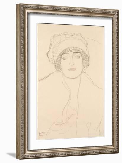 Portrait in a Hat, 1917-118-Gustav Klimt-Framed Giclee Print