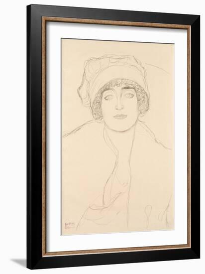 Portrait in a Hat, 1917-118-Gustav Klimt-Framed Giclee Print