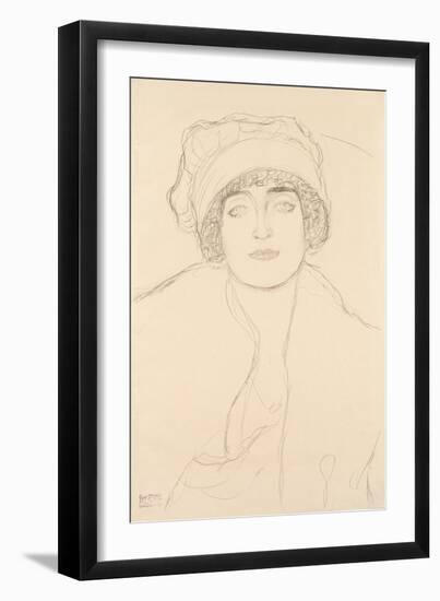 Portrait in a Hat, 1917-118-Gustav Klimt-Framed Giclee Print