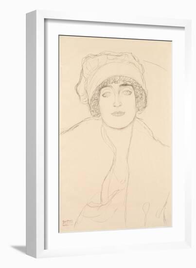 Portrait in a Hat, 1917-118-Gustav Klimt-Framed Giclee Print