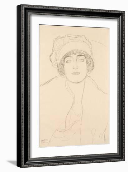 Portrait in a Hat, 1917-118-Gustav Klimt-Framed Giclee Print