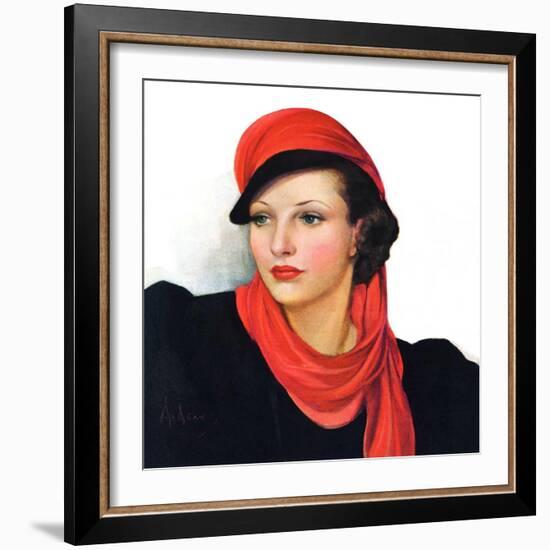 "Portrait in Black and Red,"January 7, 1939-Neysa Mcmein-Framed Premium Giclee Print