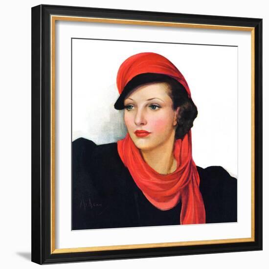 "Portrait in Black and Red,"January 7, 1939-Neysa Mcmein-Framed Premium Giclee Print