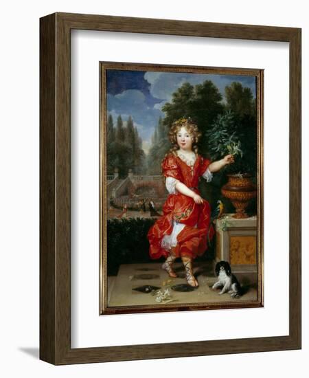 Portrait in Foot of Mademoiselle De Blois (1666-1739) Marie Anne De Bourbon, Daughter of Louis XIV-Pierre Mignard-Framed Giclee Print