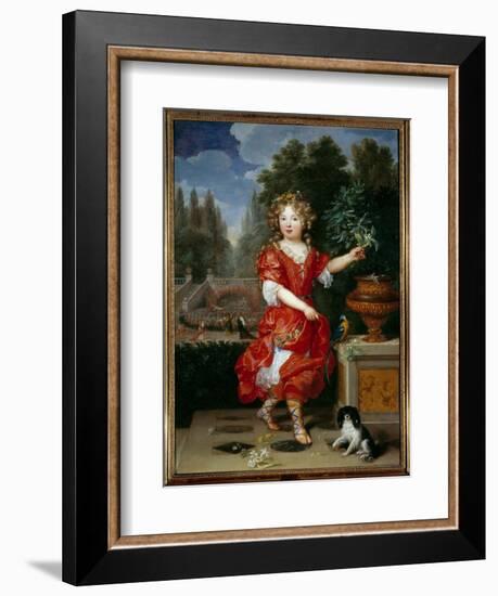 Portrait in Foot of Mademoiselle De Blois (1666-1739) Marie Anne De Bourbon, Daughter of Louis XIV-Pierre Mignard-Framed Giclee Print