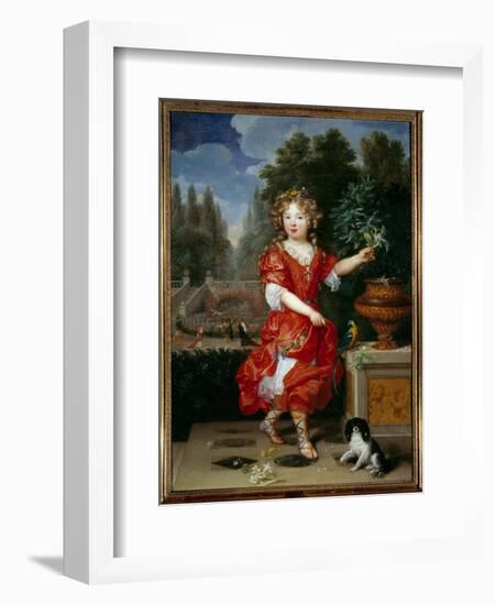 Portrait in Foot of Mademoiselle De Blois (1666-1739) Marie Anne De Bourbon, Daughter of Louis XIV-Pierre Mignard-Framed Giclee Print