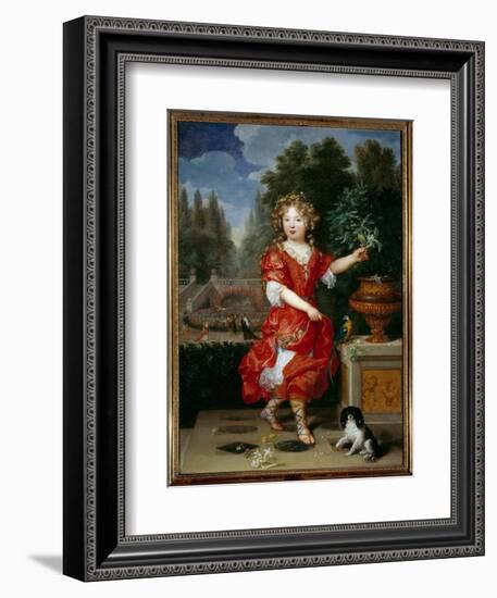 Portrait in Foot of Mademoiselle De Blois (1666-1739) Marie Anne De Bourbon, Daughter of Louis XIV-Pierre Mignard-Framed Giclee Print