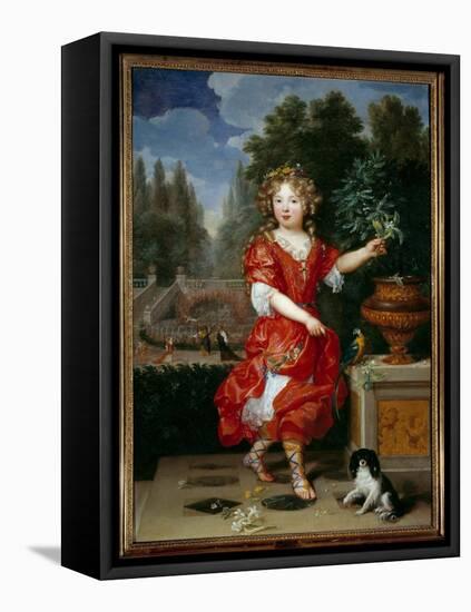 Portrait in Foot of Mademoiselle De Blois (1666-1739) Marie Anne De Bourbon, Daughter of Louis XIV-Pierre Mignard-Framed Premier Image Canvas