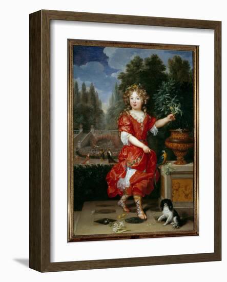 Portrait in Foot of Mademoiselle De Blois (1666-1739) Marie Anne De Bourbon, Daughter of Louis XIV-Pierre Mignard-Framed Giclee Print