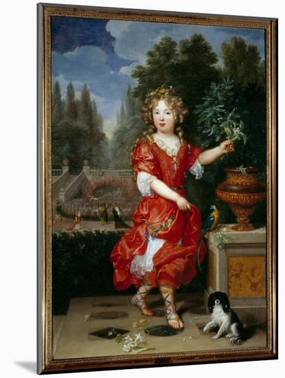 Portrait in Foot of Mademoiselle De Blois (1666-1739) Marie Anne De Bourbon, Daughter of Louis XIV-Pierre Mignard-Mounted Giclee Print