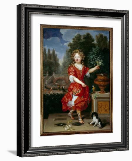 Portrait in Foot of Mademoiselle De Blois (1666-1739) Marie Anne De Bourbon, Daughter of Louis XIV-Pierre Mignard-Framed Giclee Print