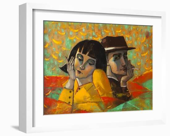 Portrait Lovers, Original Oil Painting on Canvas-Lilun-Framed Art Print