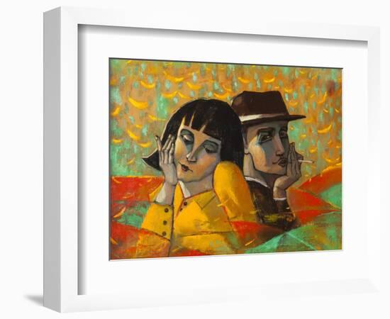 Portrait Lovers, Original Oil Painting on Canvas-Lilun-Framed Art Print