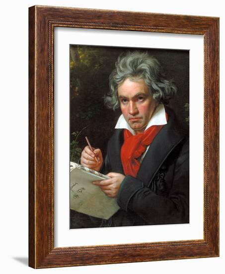 Portrait Ludwig Van Beethoven When Composing the Missa Solemnis, 1820-Joseph Karl Stieler-Framed Premium Giclee Print